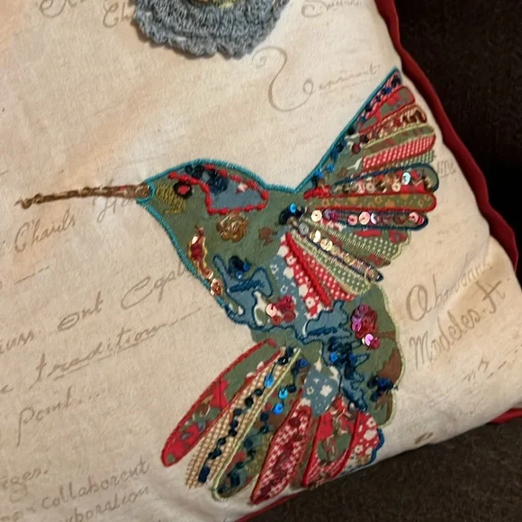 Pier 1 Throw Pillow 16” Hummingbirds - Picture 4 of 6